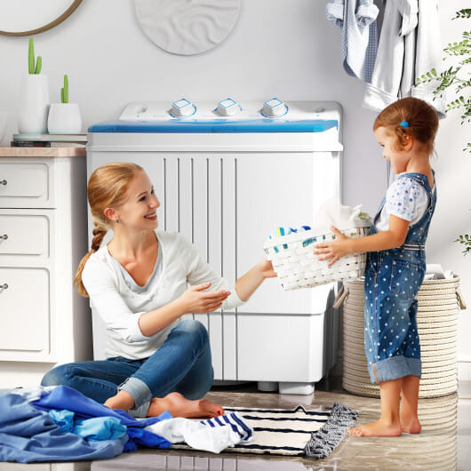 Costway Portable Washing Machine with Built-in Drain Pump Blue