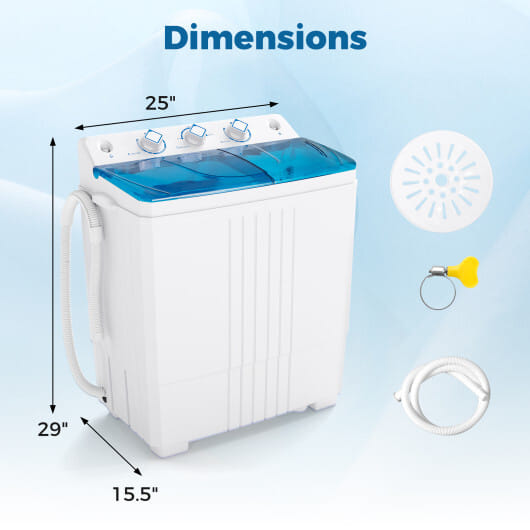 Costway Portable Washing Machine with Built-in Drain Pump Blue