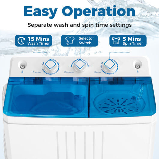 Costway Portable Washing Machine with Built-in Drain Pump Blue