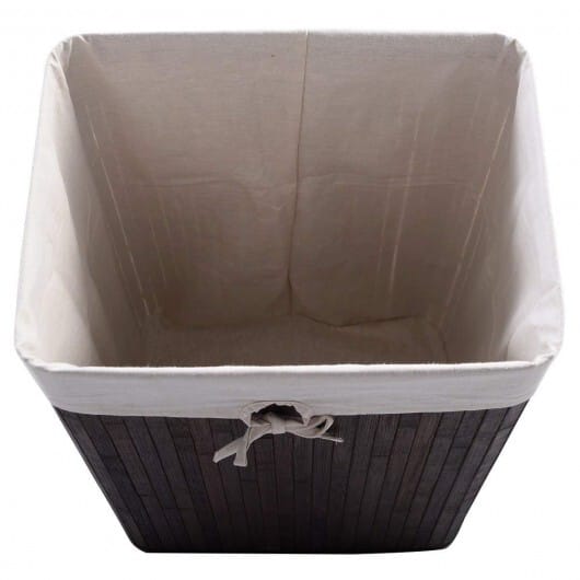 Rectangle Bamboo Hamper Laundry Basket Washing Cloth Bin Storage Bag Lid 3 color-Brown - Color: Brown