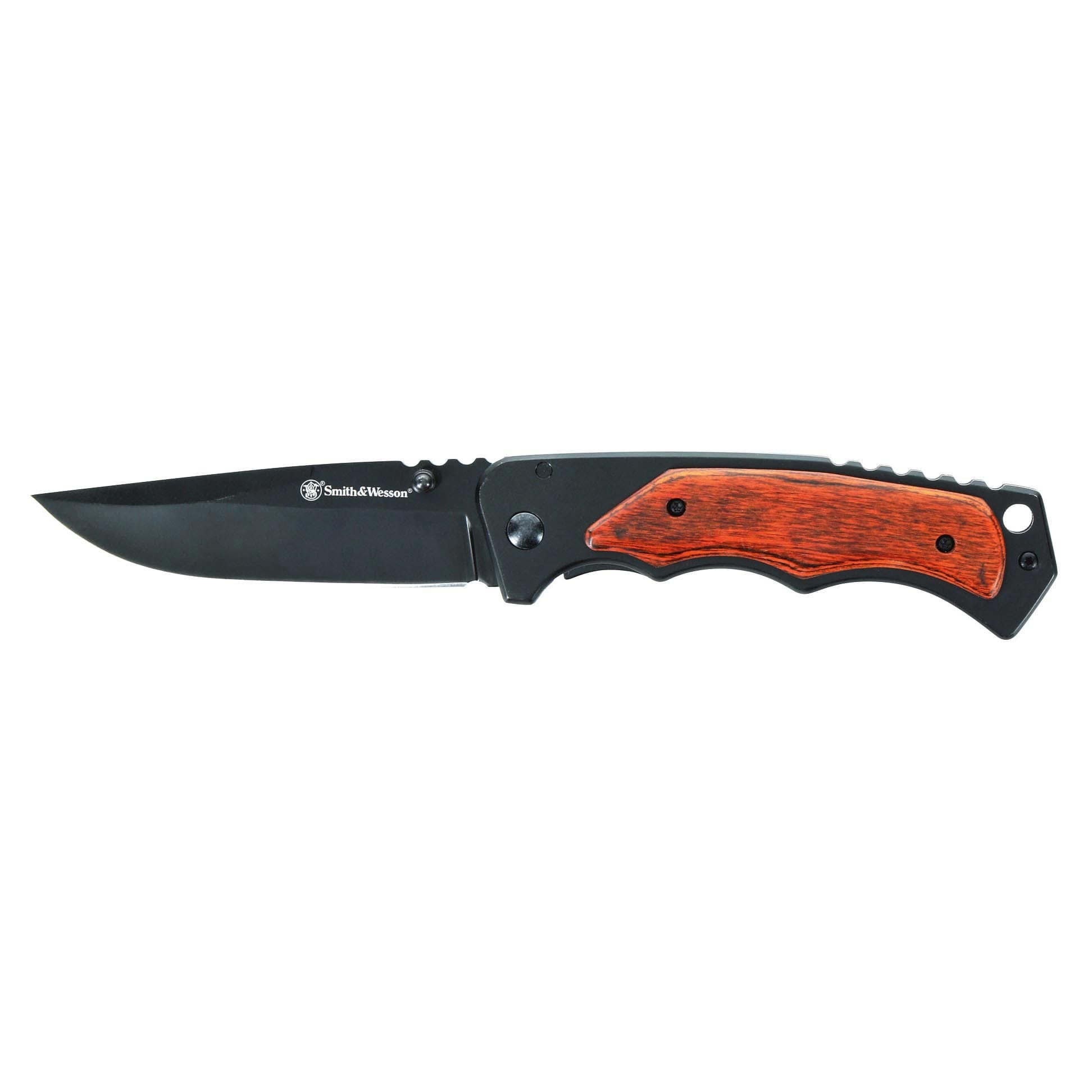 Smith & Wesson 3.7´´ Folding Pocket Knife (Black with Wood Overlays)