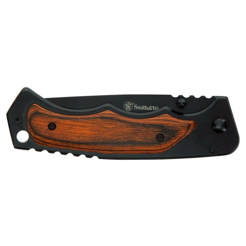 Smith & Wesson 3.7´´ Folding Pocket Knife (Black with Wood Overlays)