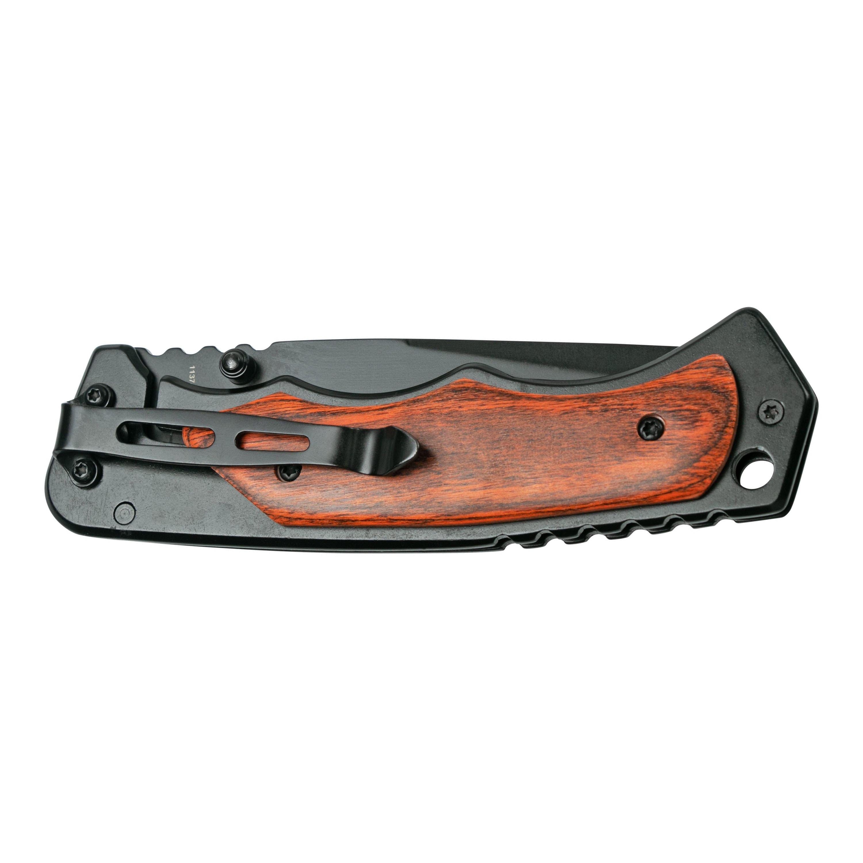 Smith & Wesson 3.7´´ Folding Pocket Knife (Black with Wood Overlays)