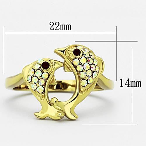 TK1023 - IP Gold(Ion Plating) Stainless Steel Ring with Top Grade Crystal in Multi Color