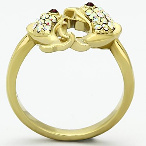 TK1023 - IP Gold(Ion Plating) Stainless Steel Ring with Top Grade Crystal in Multi Color