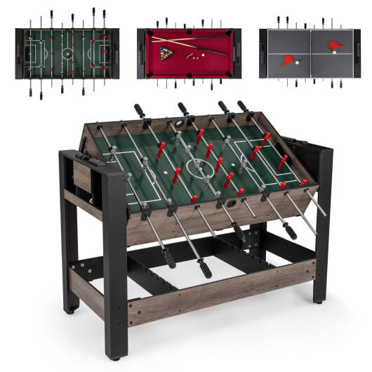 49 inch Combo Game Table with Pool Billiards-Brown - Color: Brown
