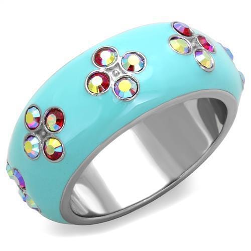 TK1768 - High polished (no plating) Stainless Steel Ring with Top Grade Crystal in Light Rose