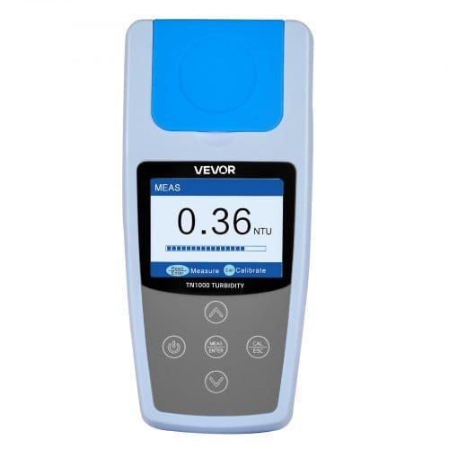 Turbidity Meter, 0?“1000 NTU Measuring Range, ISO 7027 Compliant, Portable Red Light Turbidimeter, Quick Reading, with Calibration Solutions, Sample Vials, and Carry Case, for Field and Plant