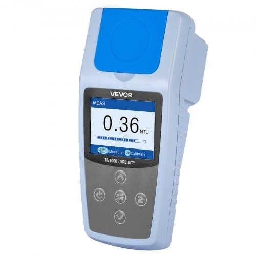 Turbidity Meter, 0?“1000 NTU Measuring Range, ISO 7027 Compliant, Portable Red Light Turbidimeter, Quick Reading, with Calibration Solutions, Sample Vials, and Carry Case, for Field and Plant