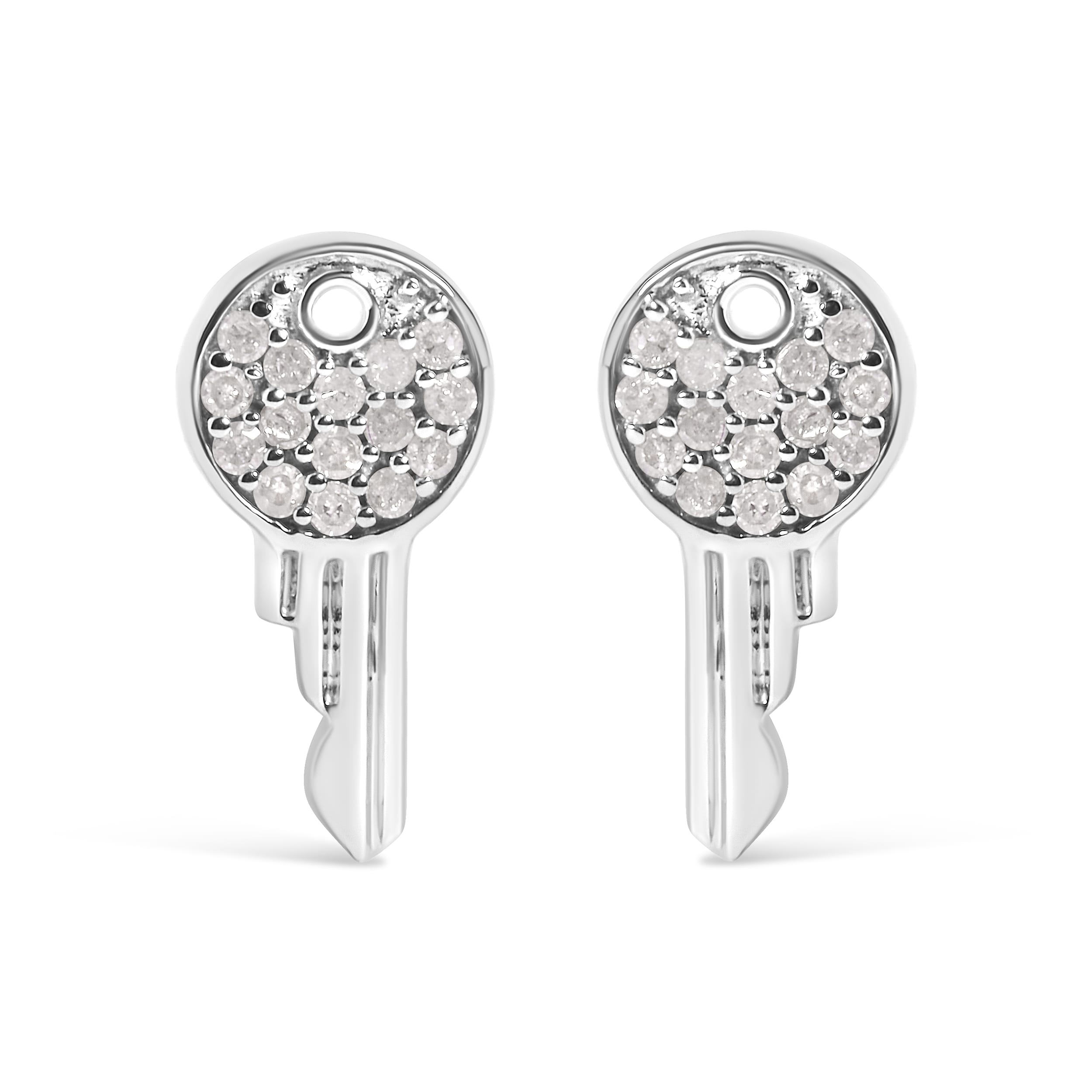 925 Sterling Silver 1/6ct TDW Diamond Charm Earrings