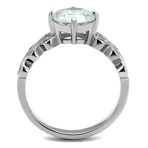 TK2658 - High polished (no plating) Stainless Steel Ring with AAA Grade CZ in Clear