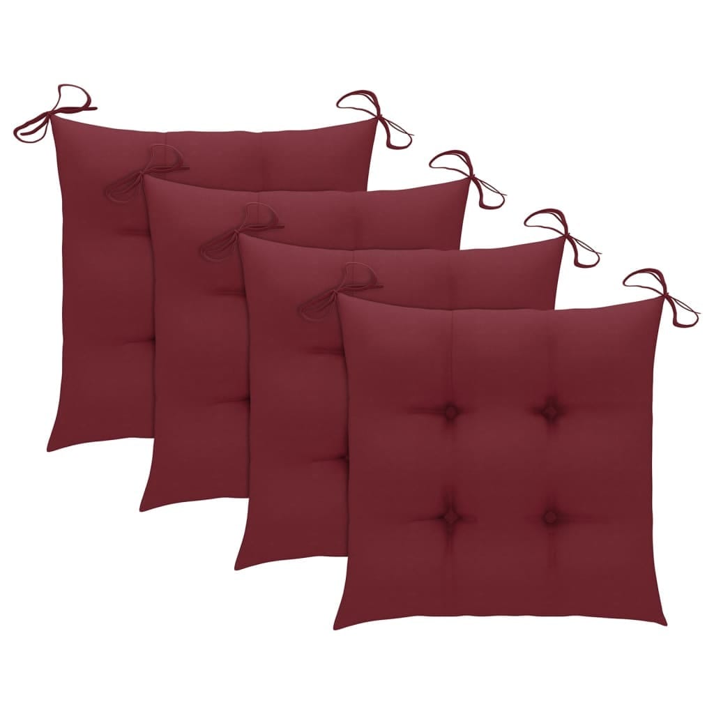 Patio Chairs 4 pcs with Cushions Solid Teak Wood