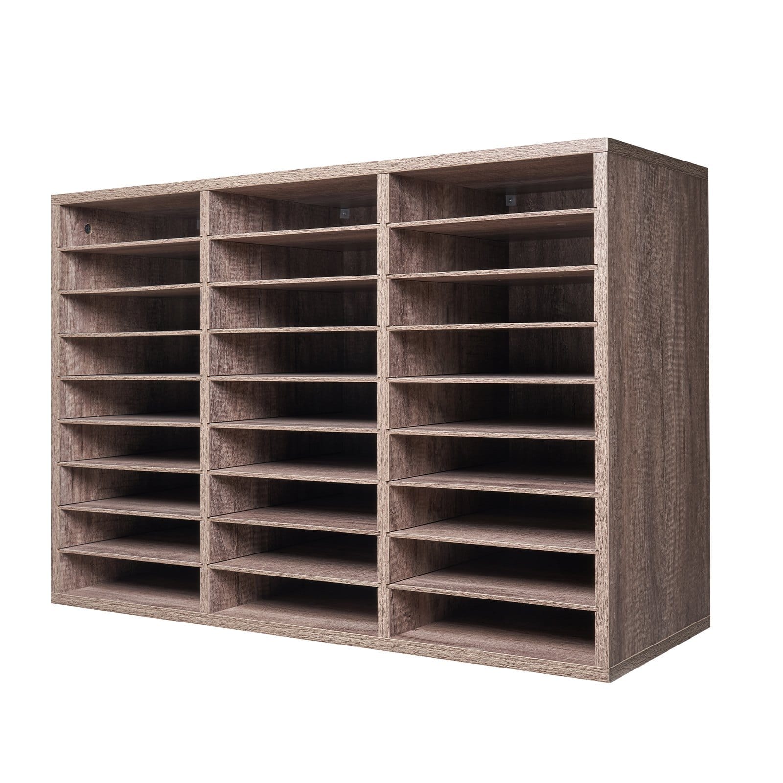 Literature Organizer, 27 Compartments Office Mailbox with Removable Shelves, Wood Mailbox Sorter Particle Board Office Home Classroom Storage, File Sorter for File, Document, Paper, Black-Grey