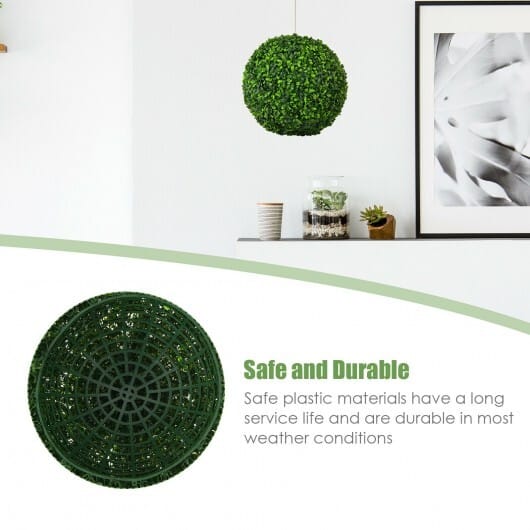 2 Pieces 15.7 Inch Artificial Boxwood Topiary Ball Tree Set - Color: Green - Size: 15.5 inches