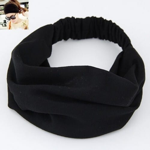 Korean High Fashion Wide Elastic Cotton Hair Hoop - Black