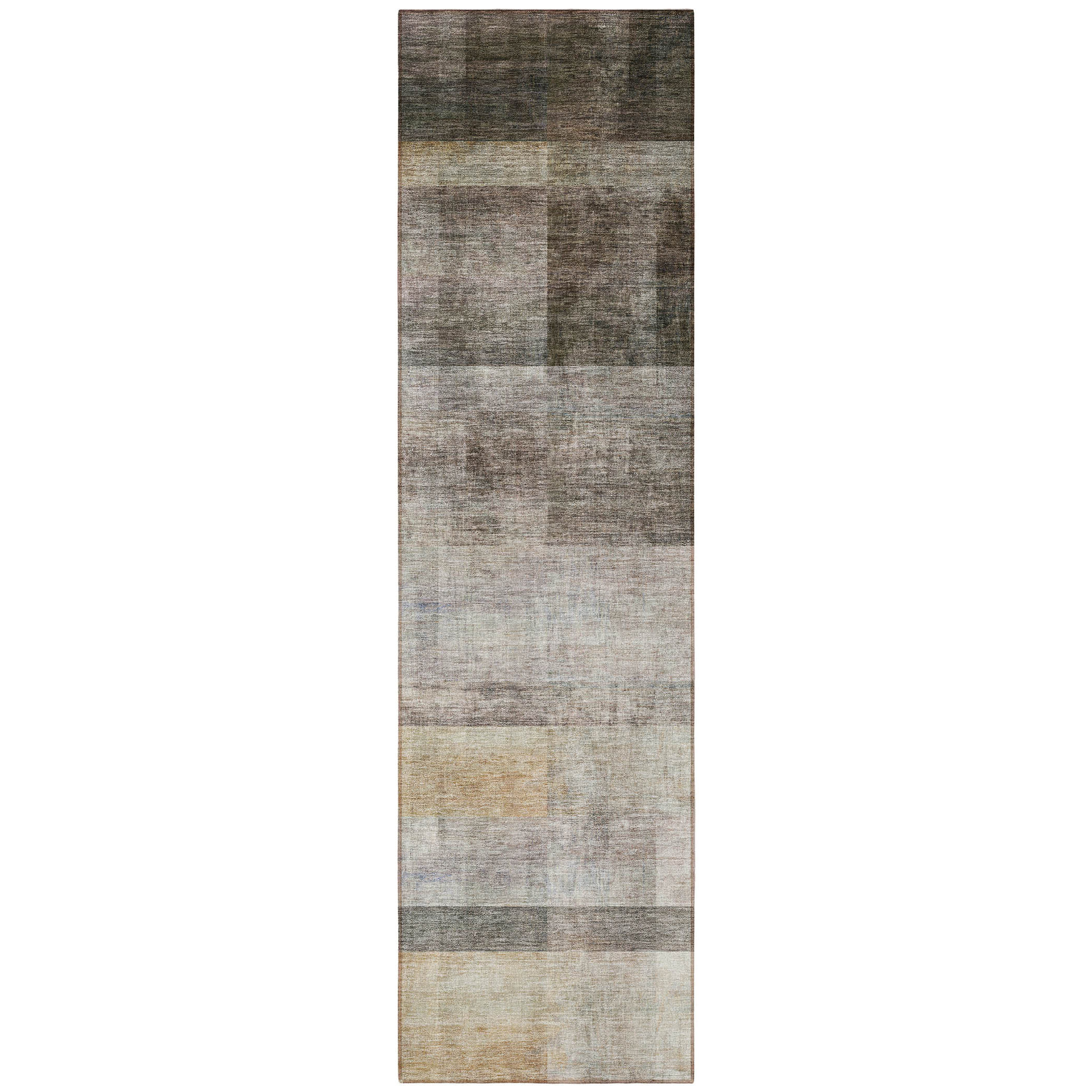 8' Runner Brown Ombre Washable Non Skid Indoor Outdoor Runner Rug