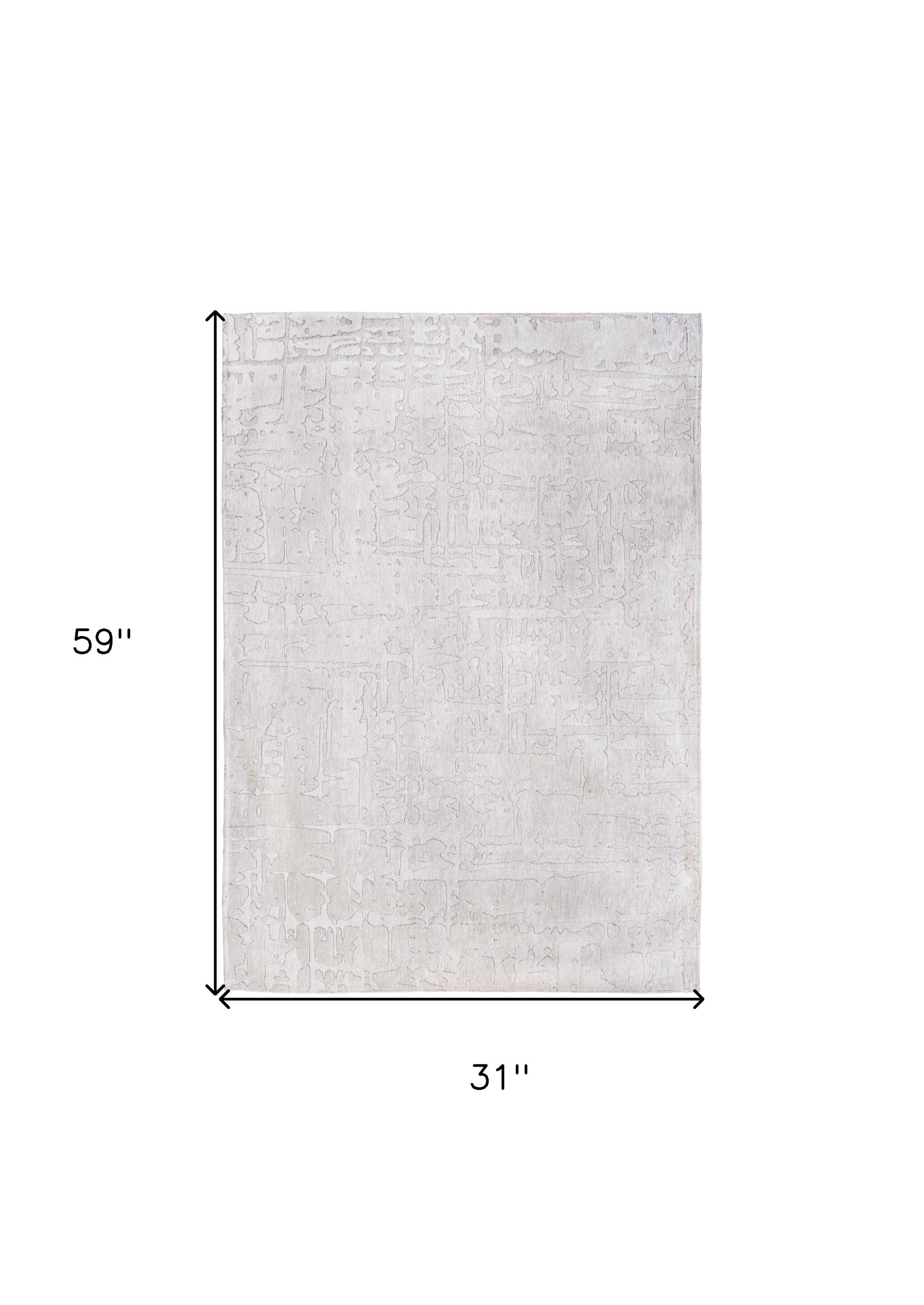 3' X 5' White Abstract Non Skid Area Rug