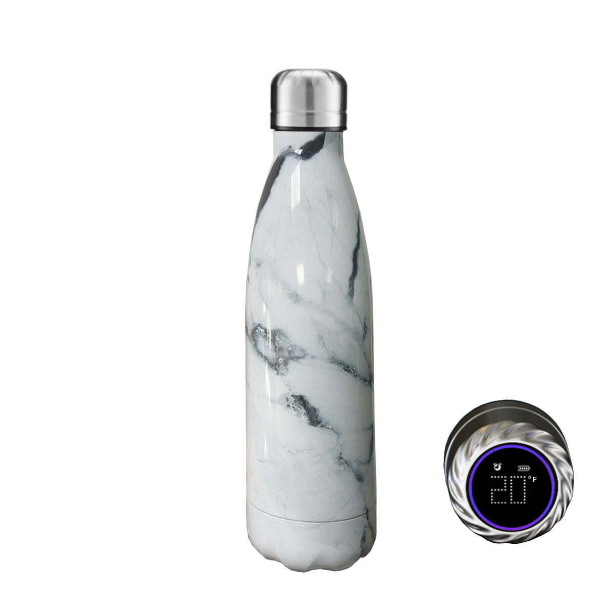 Color: GRAY MARBLE # 6 - Aquaala UV Water Bottle With Temp Cap