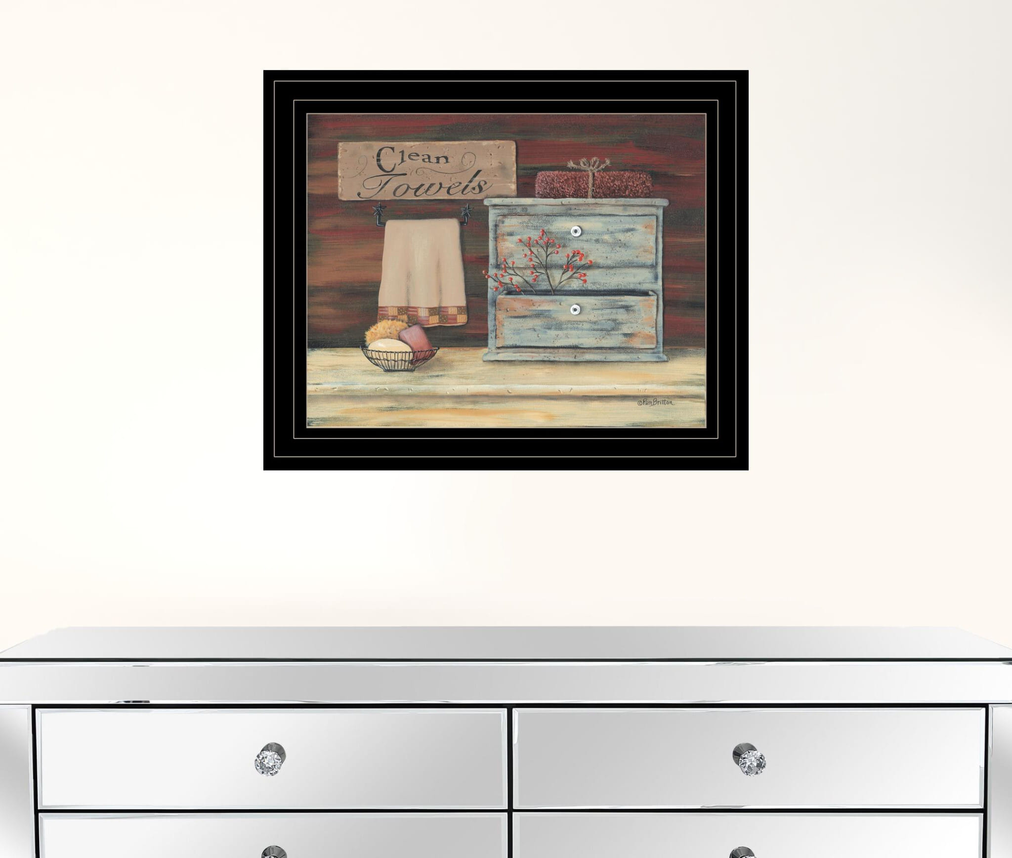 Clean Towels 3 Black Framed Print Bathroom Wall Art