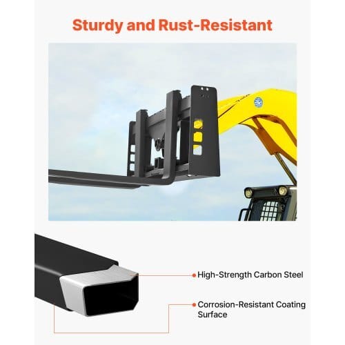Skid Steer Pallet Frame, 4000 lbs Rated Load Capacity, 45-inch Pallet Fork Frame Attachments with 2-inch Hitch Receiver & Spear Sleeves, Fit for Loaders Tractors Quick Attach Mount, Frame Only