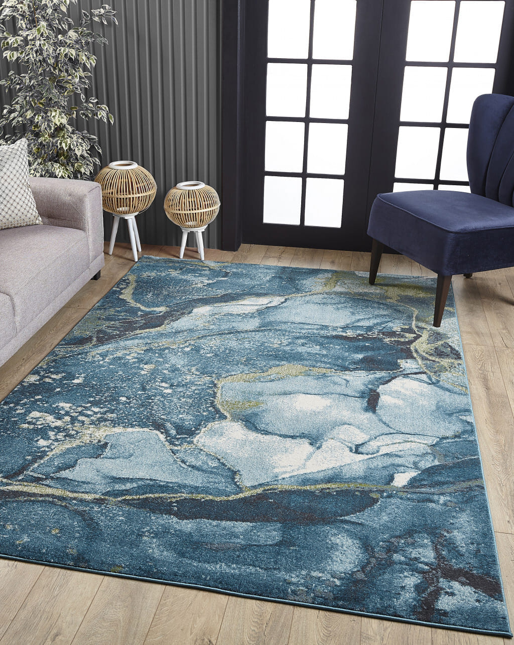 10' X 13' Blue Sage Abstract Stone Modern Area Rug