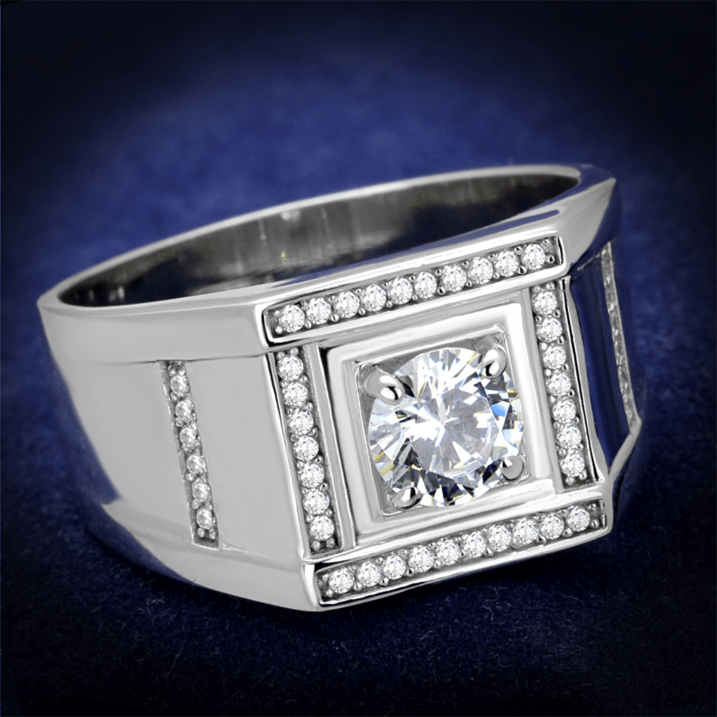 TS386 - Rhodium 925 Sterling Silver Ring with AAA Grade CZ in Clear