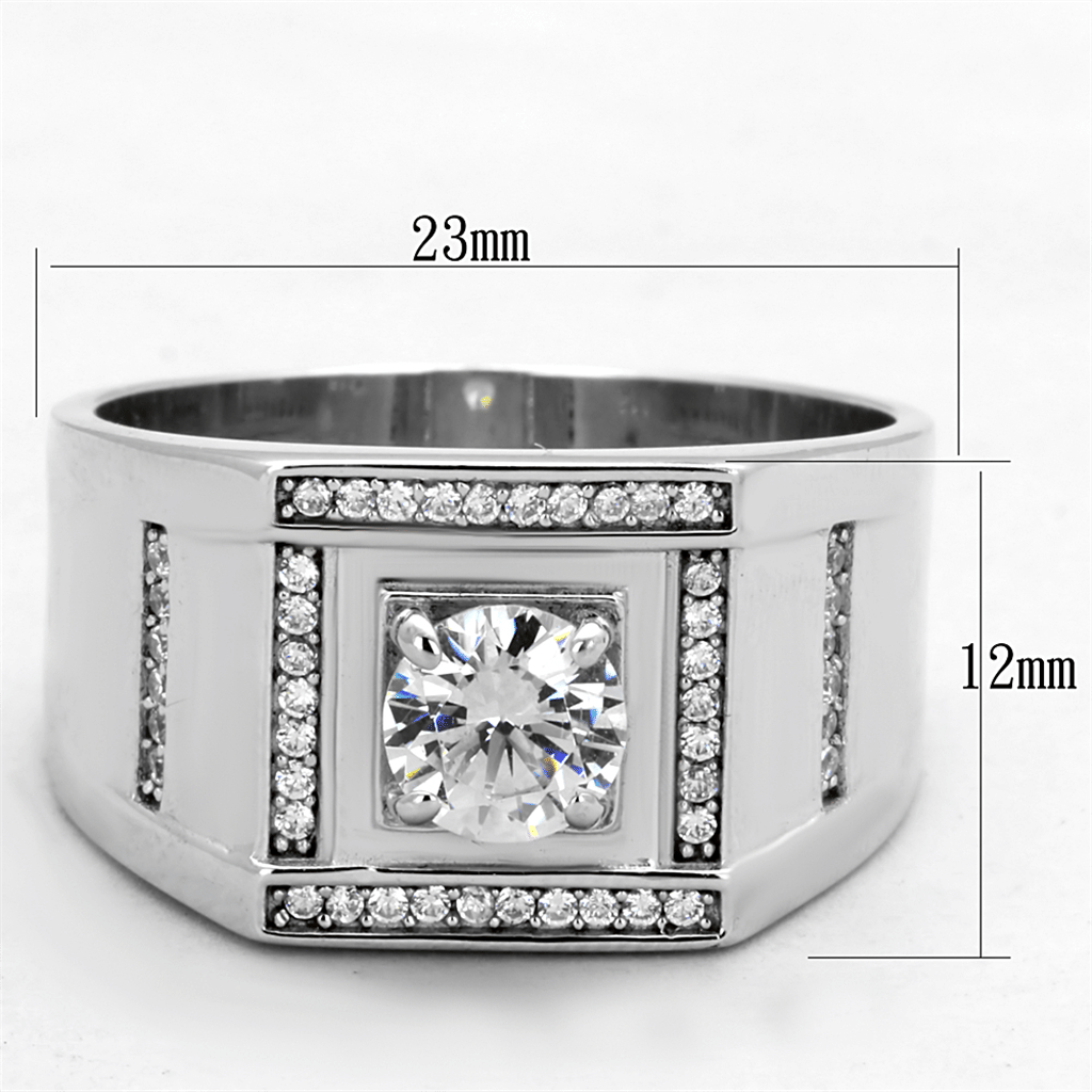 TS386 - Rhodium 925 Sterling Silver Ring with AAA Grade CZ in Clear