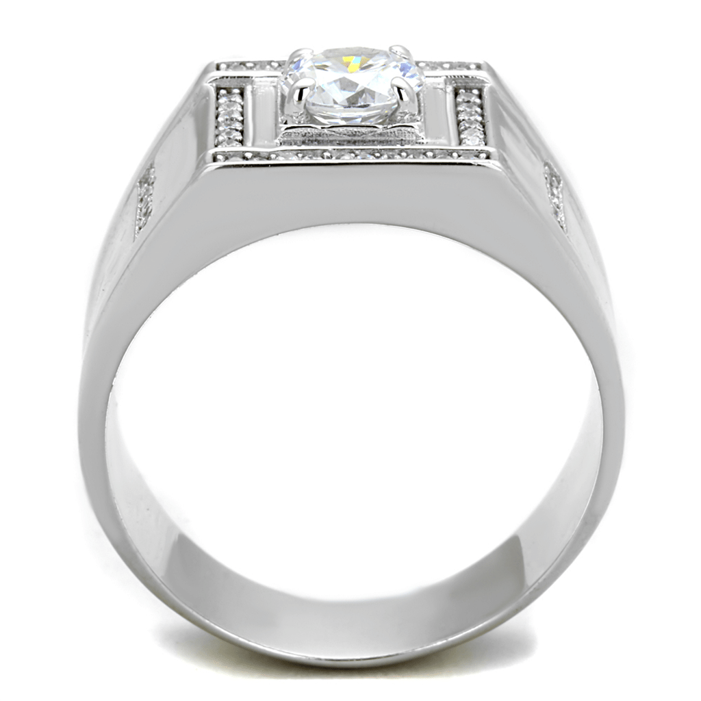 TS386 - Rhodium 925 Sterling Silver Ring with AAA Grade CZ in Clear