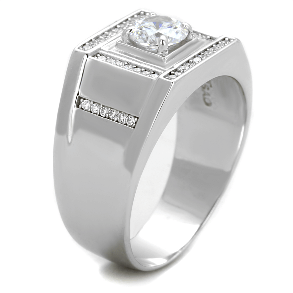 TS386 - Rhodium 925 Sterling Silver Ring with AAA Grade CZ in Clear