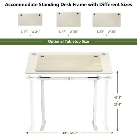 55" x 28" Universal Tabletop for Standard and Standing Desk Frame-Natural