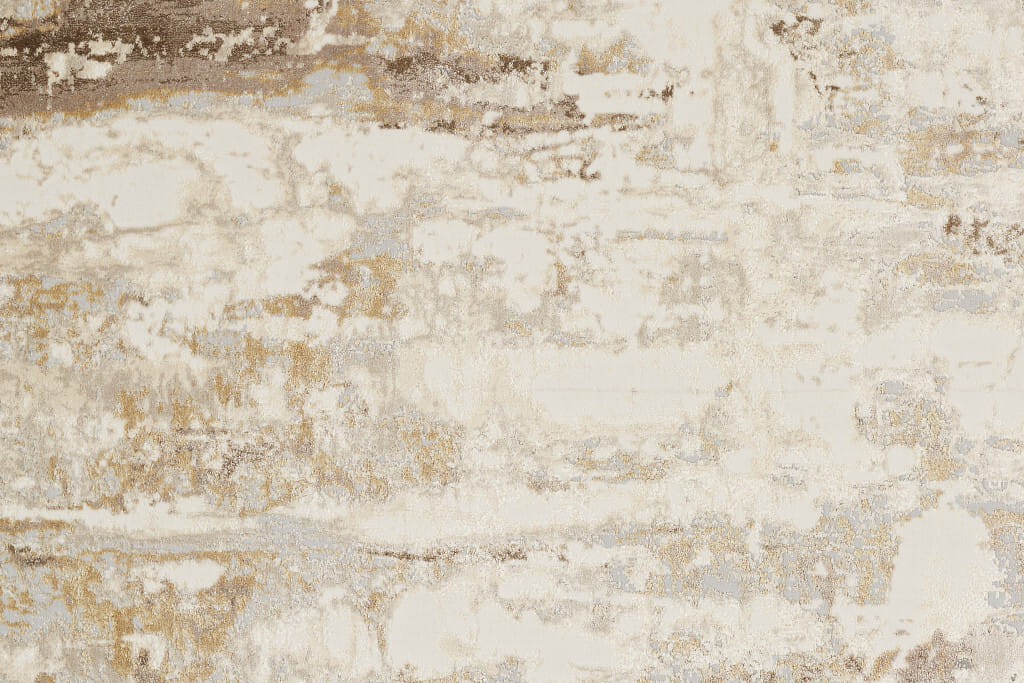 8' Tan Ivory And Gray Abstract Runner Rug