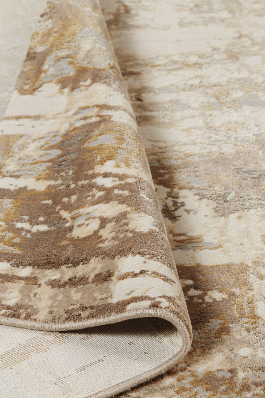 8' Tan Ivory And Gray Abstract Runner Rug