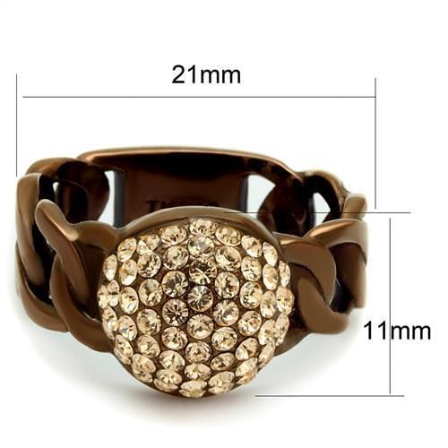 TK2965 - IP Coffee light Stainless Steel Ring with Top Grade Crystal in Light Peach