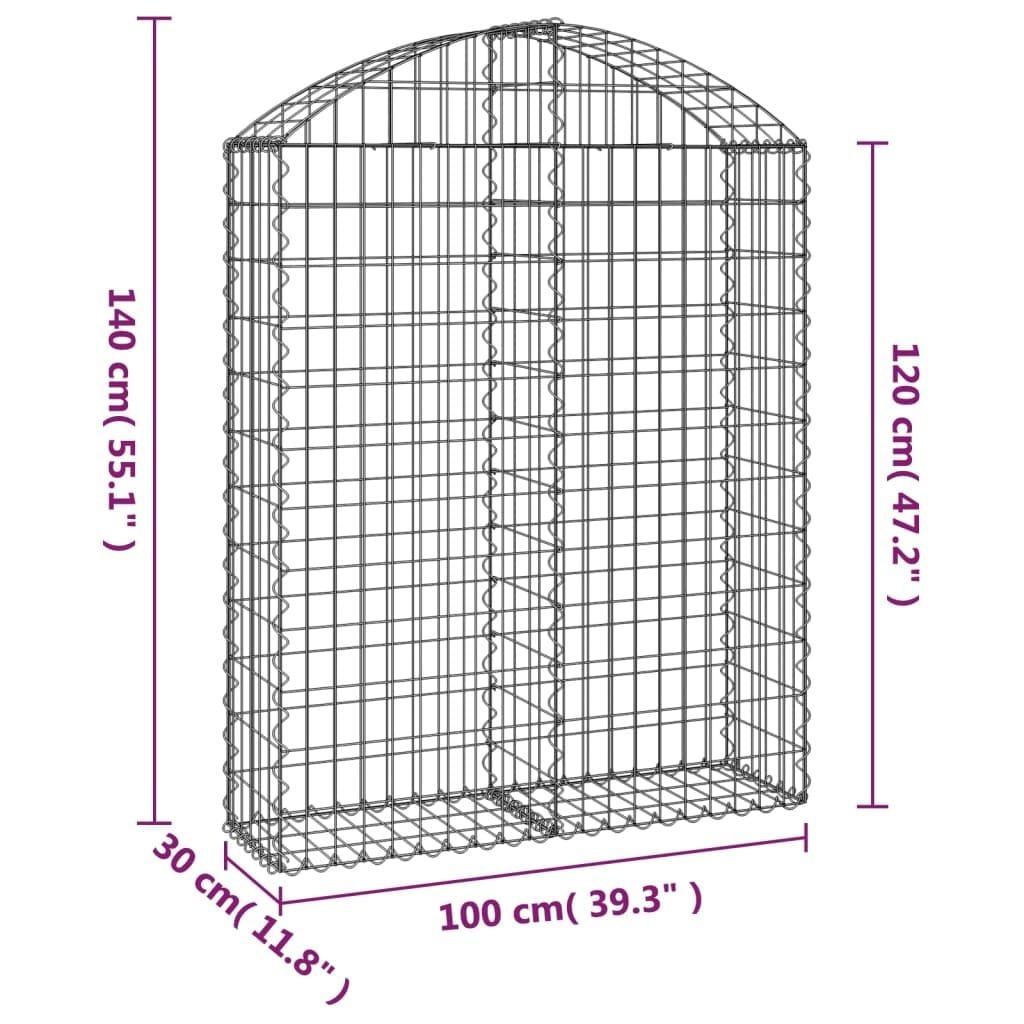 Arched Gabion Basket 39.4"x11.8"x47.2"/55.1" Galvanized Iron