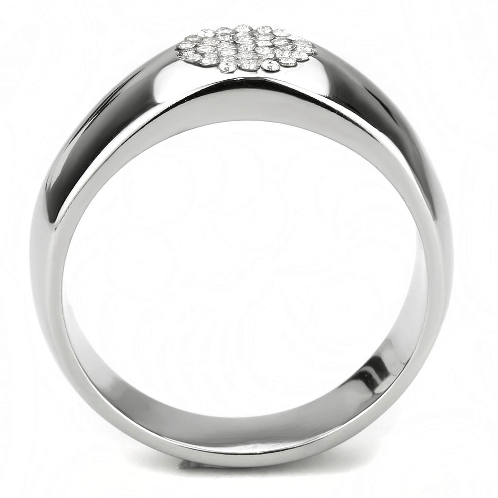 DA367 - High polished (no plating) Stainless Steel Ring with AAA Grade CZ in Clear