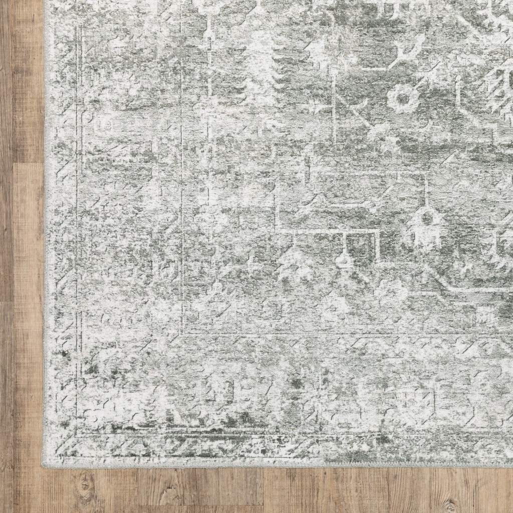 8' X 10' Sage Green Oriental Non Skid Area Rug