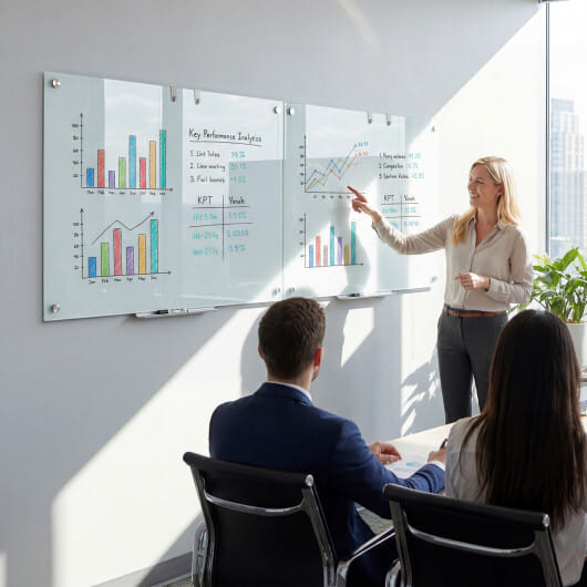 Costway 36 x 24 Inches Glass Whiteboard with Eraser and Removable Tray