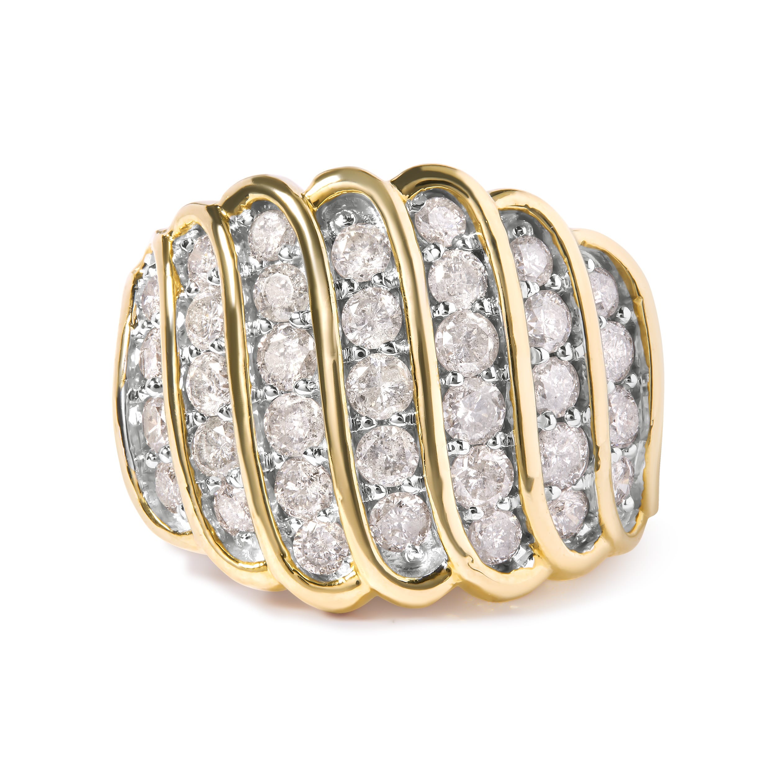 10 Yellow Gold 2.00 Cttw Diamond Multi Row Cocktail Band Ring (I-J Color, I1-I2 Clarity) - Ring Size 7