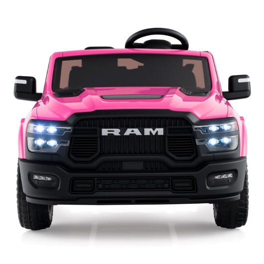 2 Seater 24V Ride on Toy for Big Kids Licensed Ram Truck with Remote and Music-Pink - Color: Pink