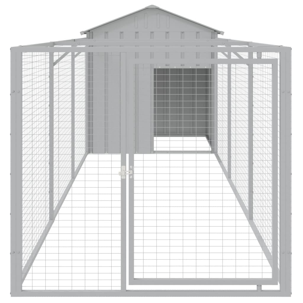 Dog House with Roof Light Gray 46.1"x159.4"x48.4" Galvanized Steel