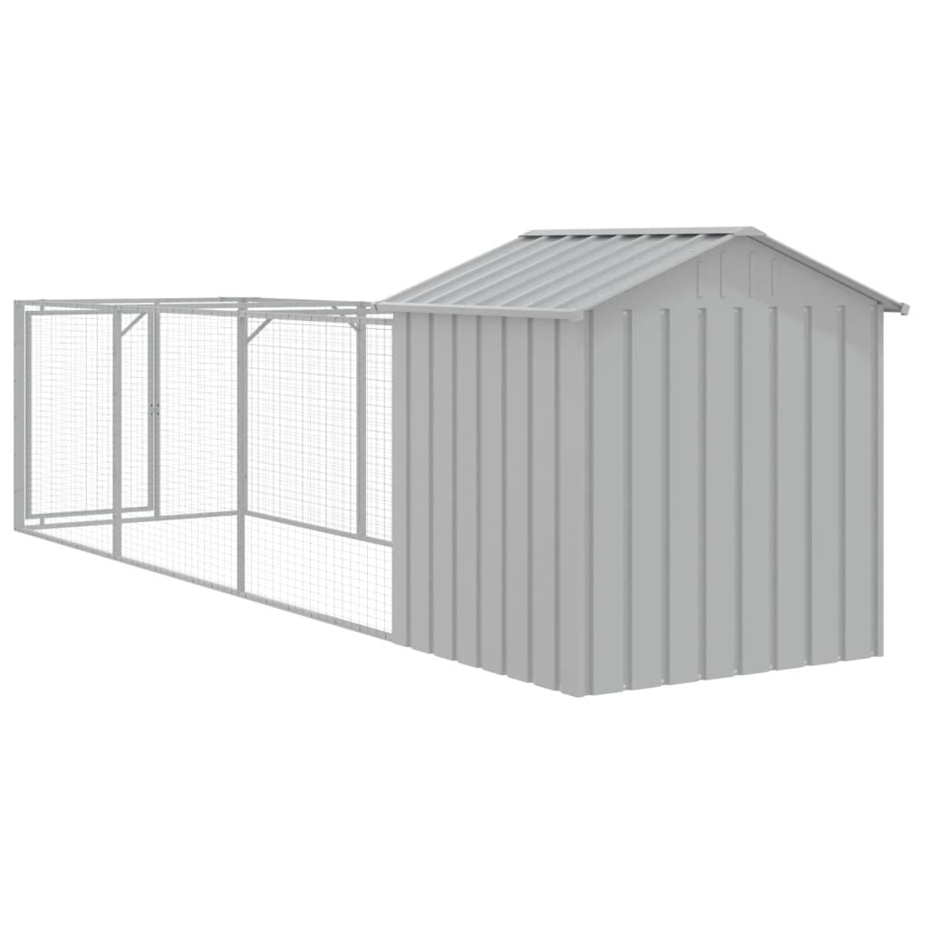 Dog House with Roof Light Gray 46.1"x159.4"x48.4" Galvanized Steel
