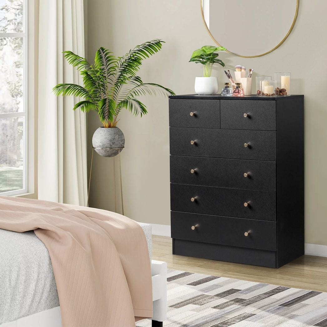 Modern Simple 6-Drawer Dresser Black