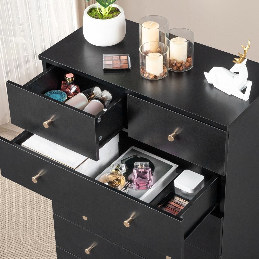 Modern Simple 6-Drawer Dresser Black