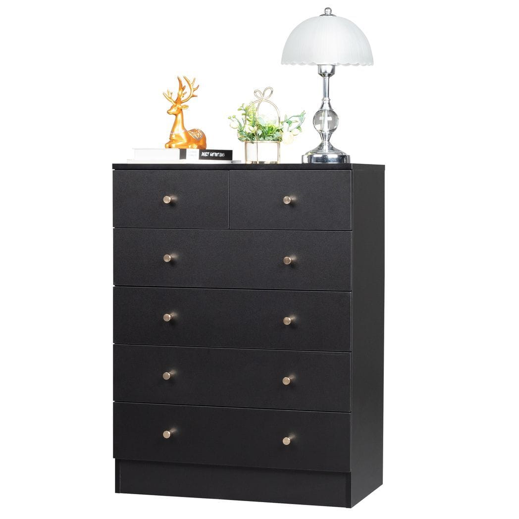 Modern Simple 6-Drawer Dresser Black