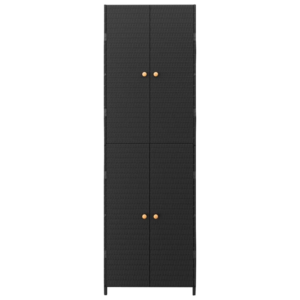 Garden Storage Cabinet Black 23.2"x15.7"x70.9" Poly Rattan