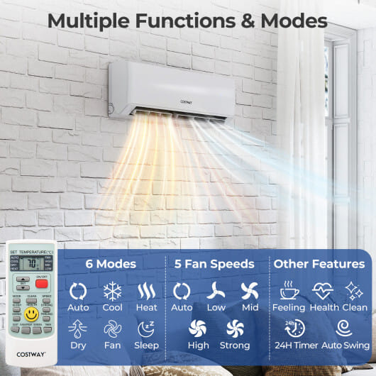 30000 BTU 3 Zone 23 SEER2 Mini Split Air Conditioner Wifi Enabled with Heat Pump-7K + 7K + 12K - Color: White - Size: 7K + 7K + 12K
