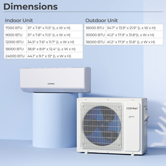 30000 BTU 3 Zone 23 SEER2 Mini Split Air Conditioner Wifi Enabled with Heat Pump-7K + 7K + 12K - Color: White - Size: 7K + 7K + 12K
