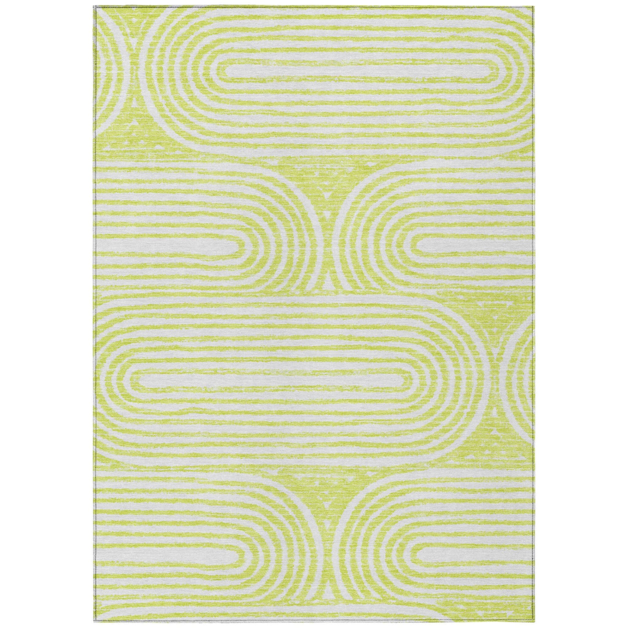 9' X 12' Green and White Abstract Washable Non Skid Indoor Outdoor Area Rug