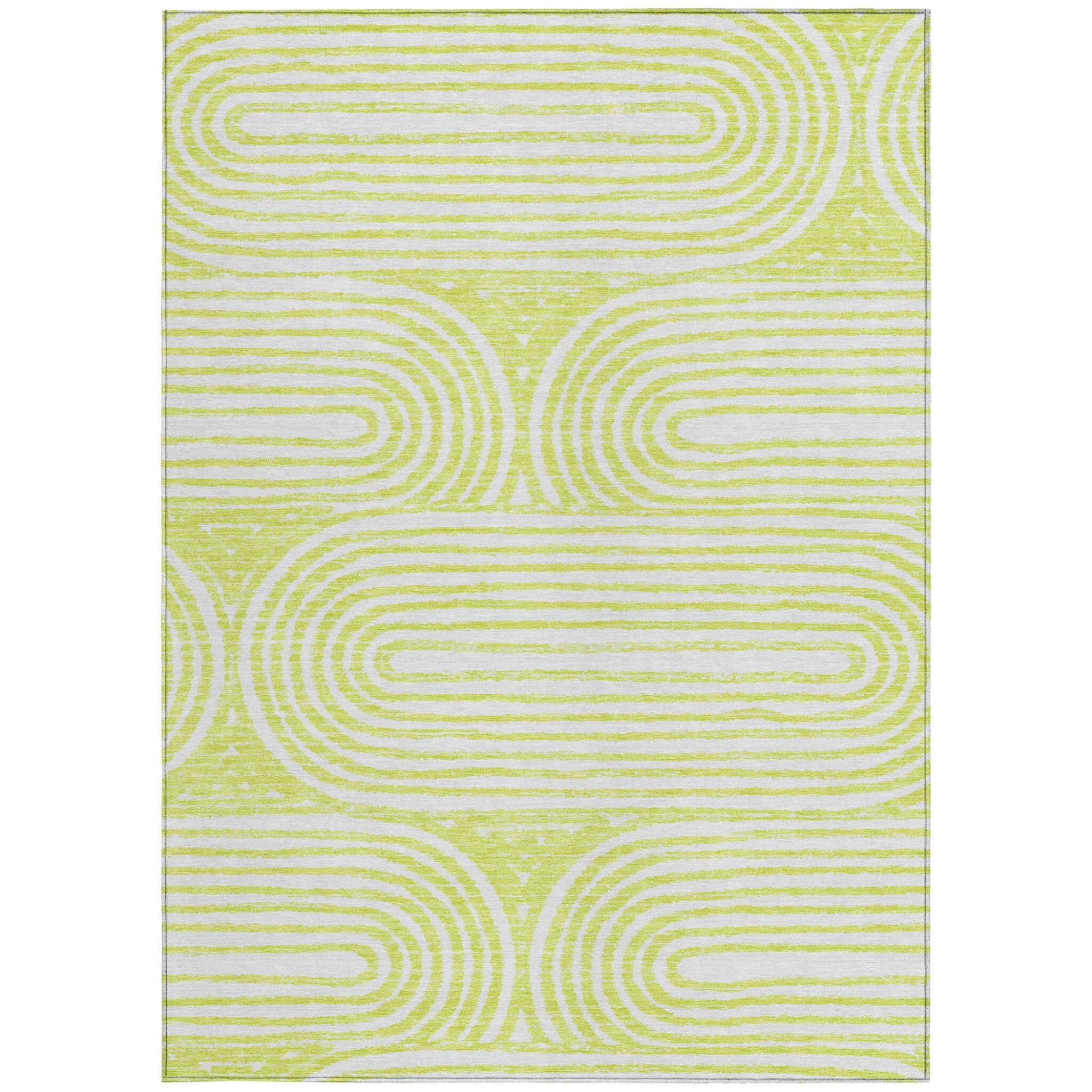 9' X 12' Green and White Abstract Washable Non Skid Indoor Outdoor Area Rug