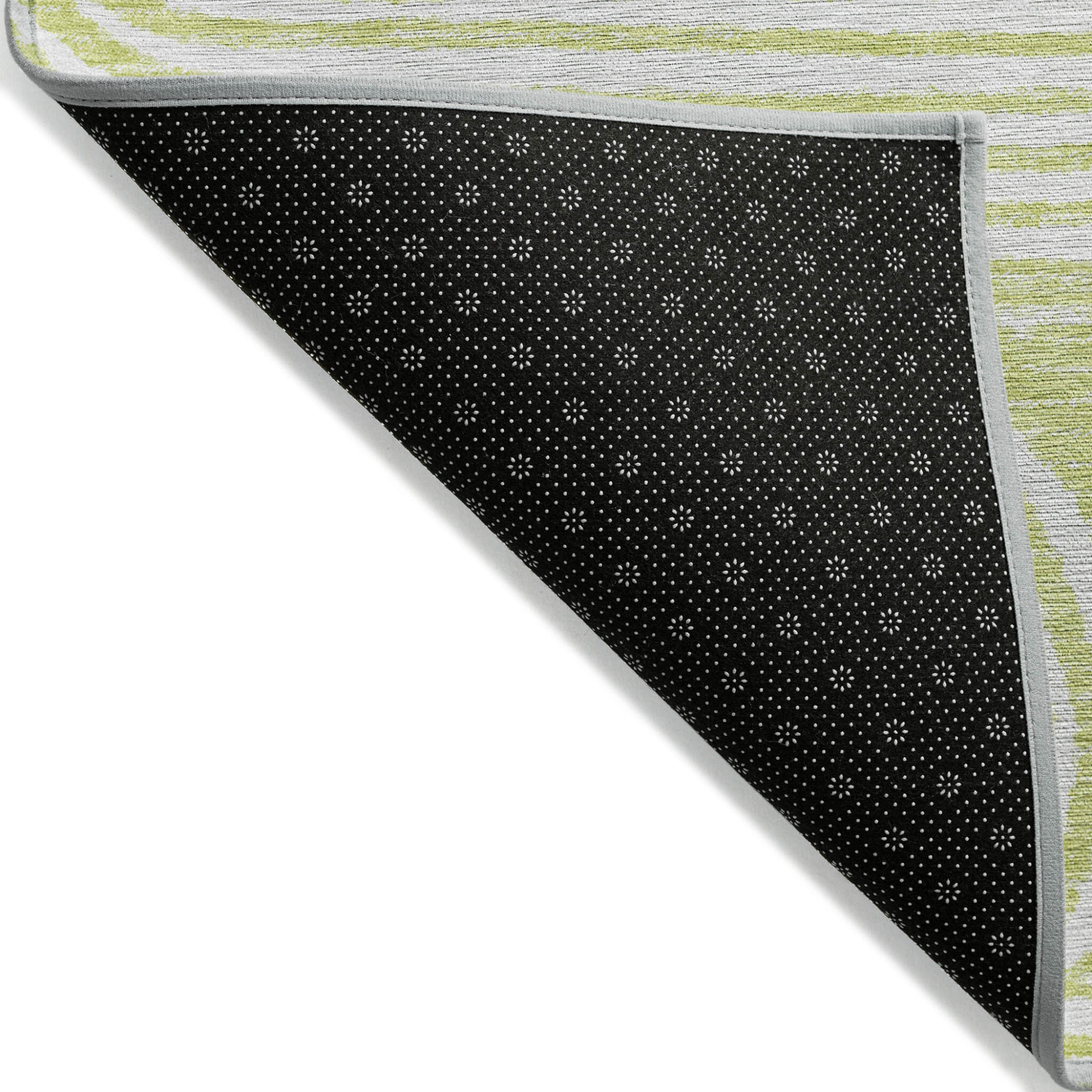 9' X 12' Green and White Abstract Washable Non Skid Indoor Outdoor Area Rug